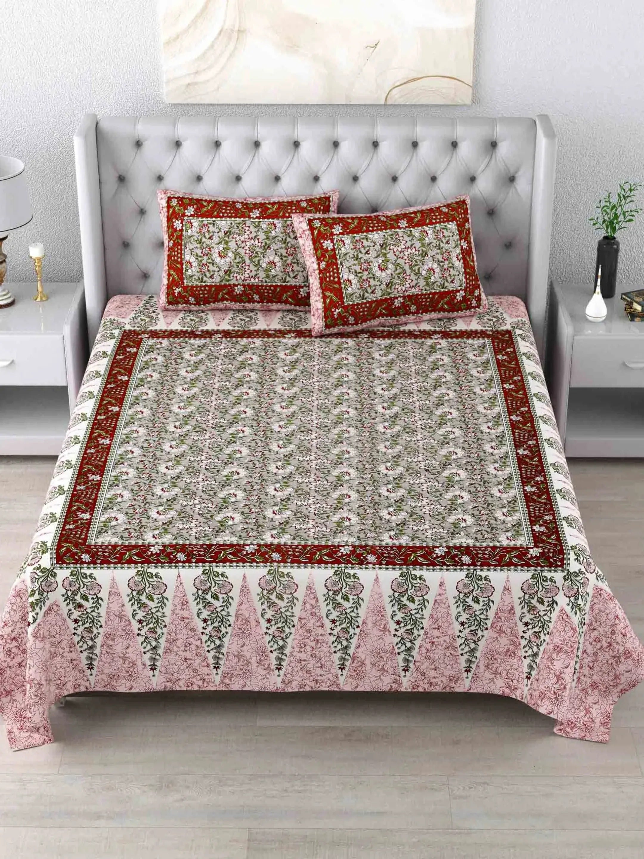 LIVING ROOTS 1 Double BedCover 91 x 104 inches (7.5*8.5 Feet) with 2 pillow covers | Rich Fast Colour with No Colour Bleeding | Soft, Breathable & Skin Friendly (32-003-A)