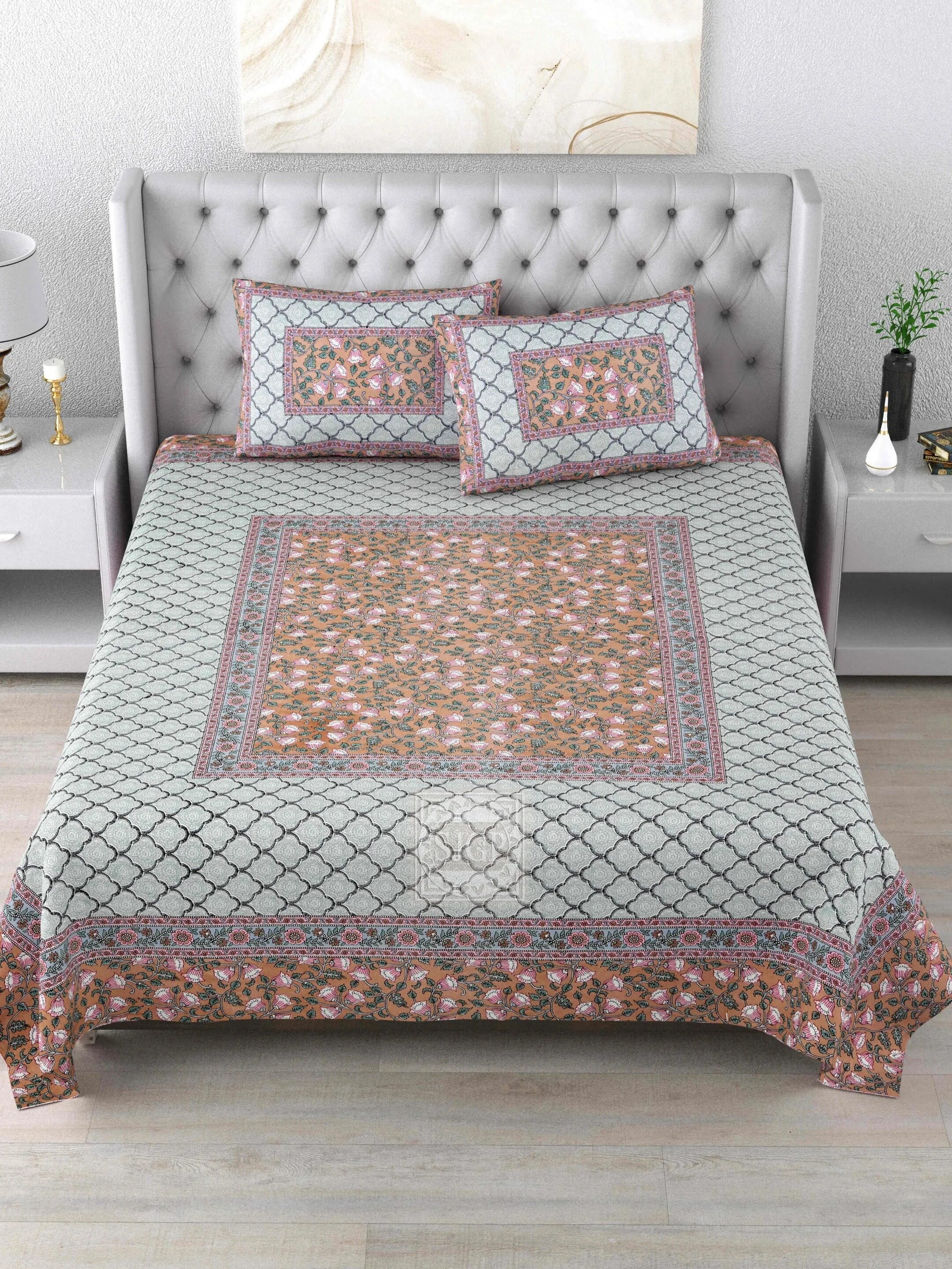 LIVING ROOTS 1 Double BedCover 91 x 104 inches (7.5*8.5 Feet) with 2 pillow covers | Rich Fast Colour with No Colour Bleeding | Soft, Breathable & Skin Friendly (32-004-B)