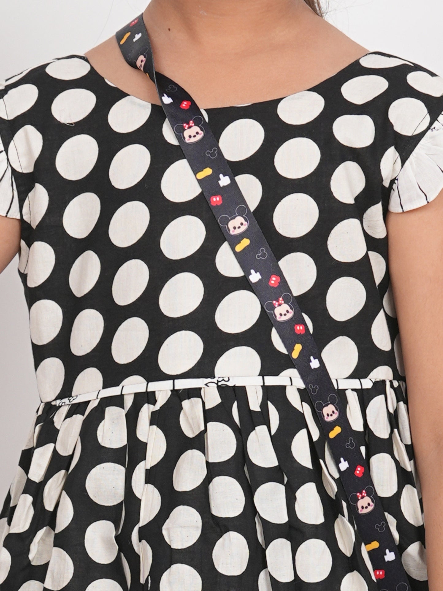 LIVING ROOTS Black Polka Dot Dress for Girls (G-1PC-009-3-4Y)