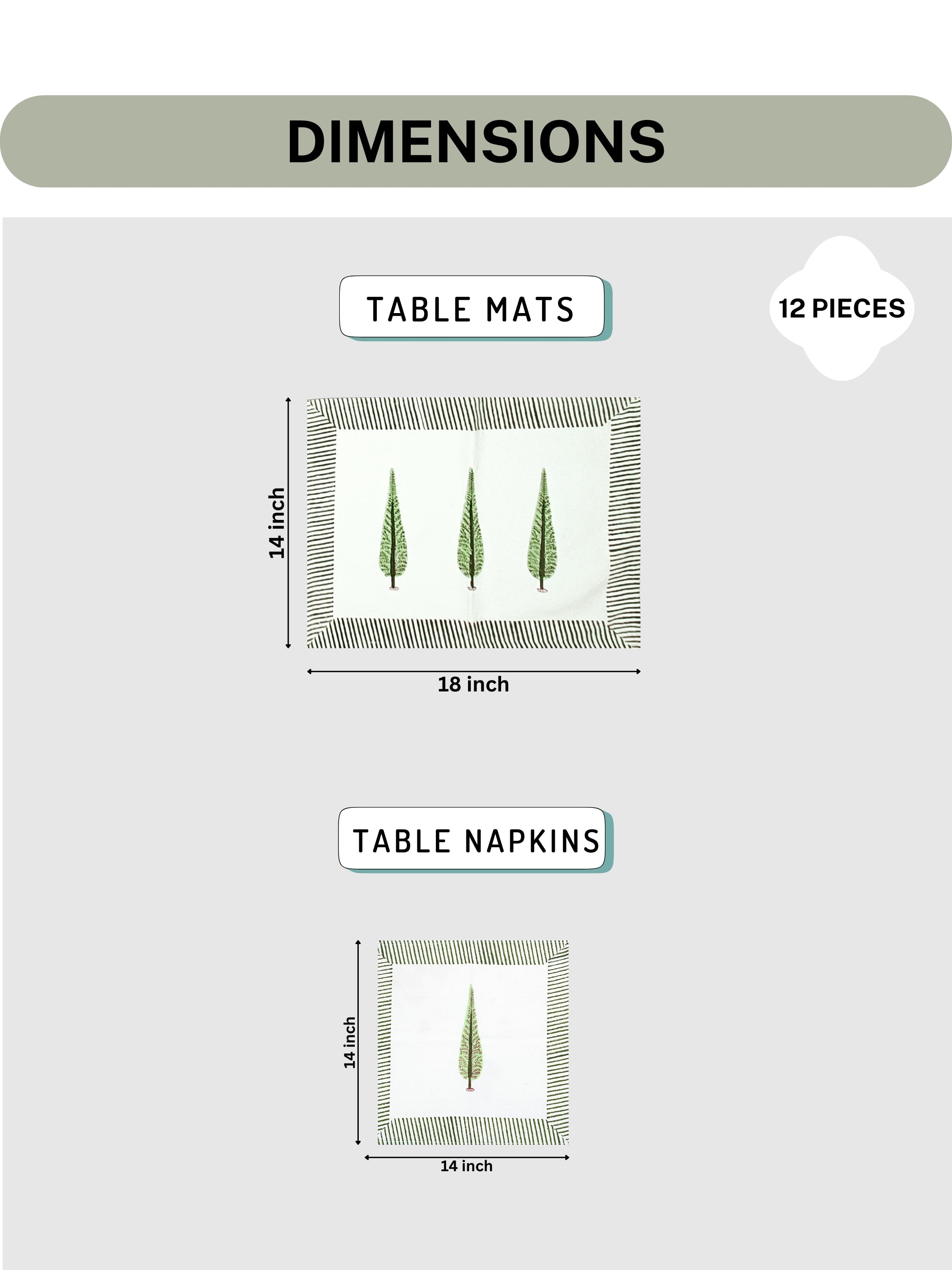 Living Roots Canvas Cotton 6 Piece Table Mat & 6 Piece Table Napkins White & Pink,Table Place Napkins, Elegant Dining Decor (012)