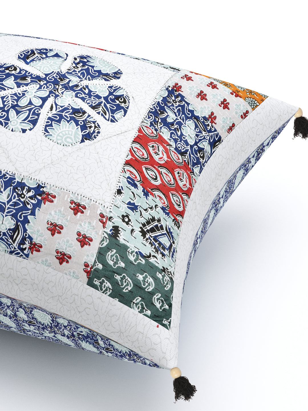 Living Roots Floral Blue & White Patchwork Cotton Cushion Cover- Set of 5 (40-019-F)