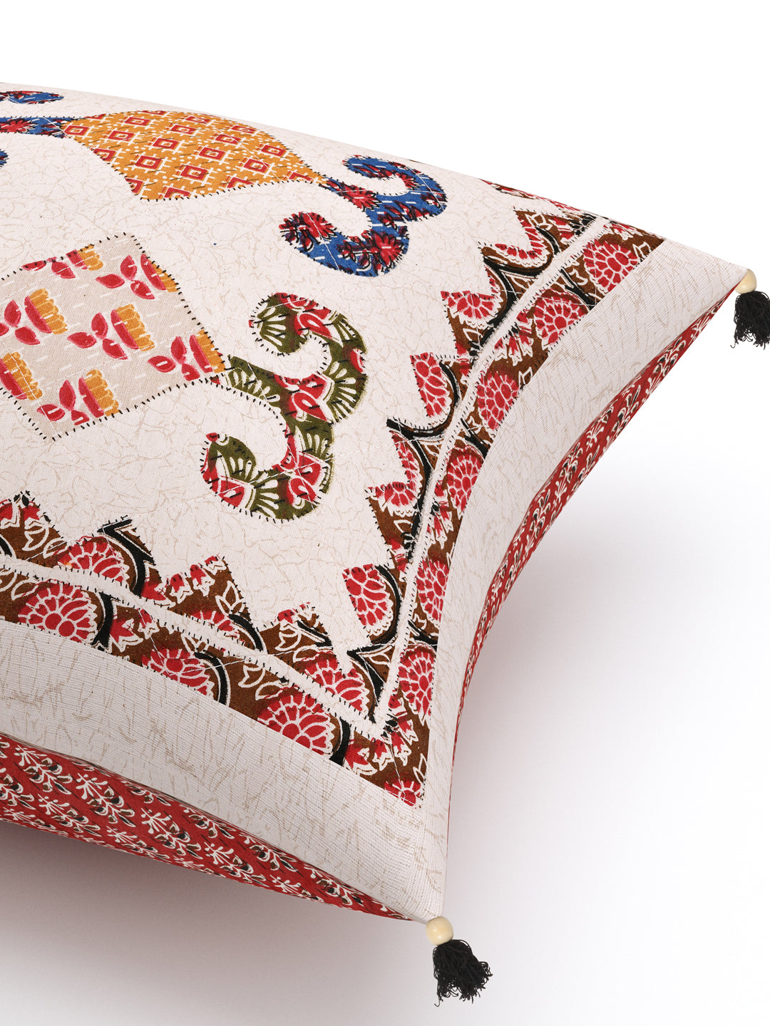 Living Roots Red & White Patchwork Cotton Cushion Cover- Set of 5 (40-020-A)