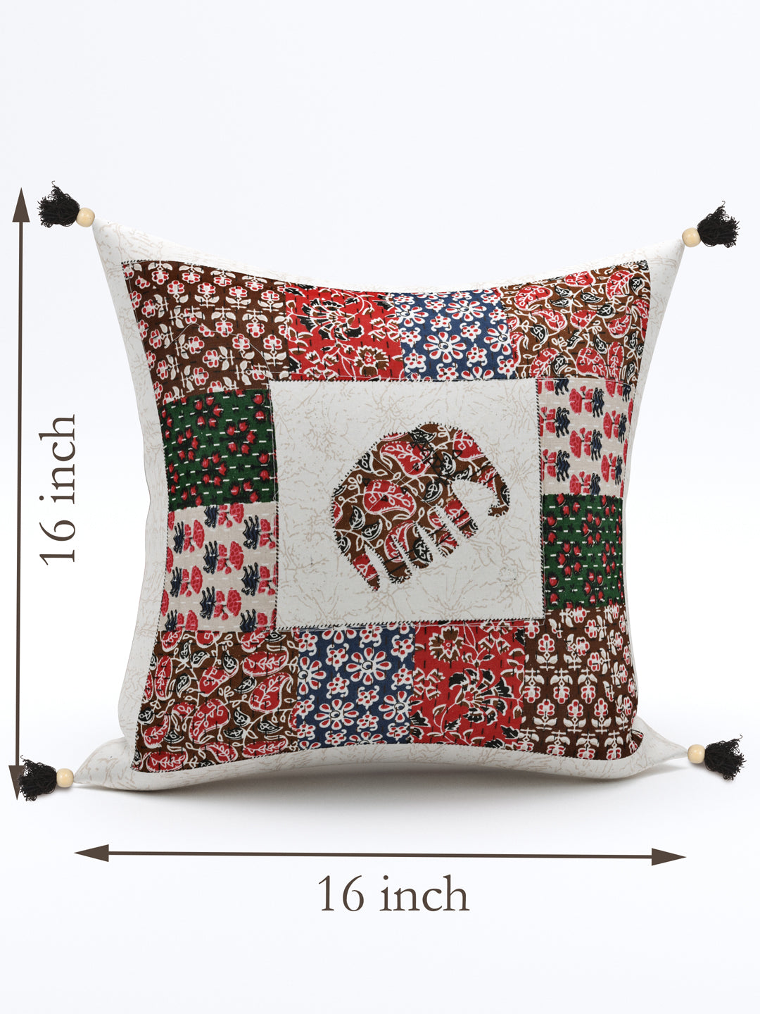 Elephant Patchwork Cotton Cushion Cover- Set of 5