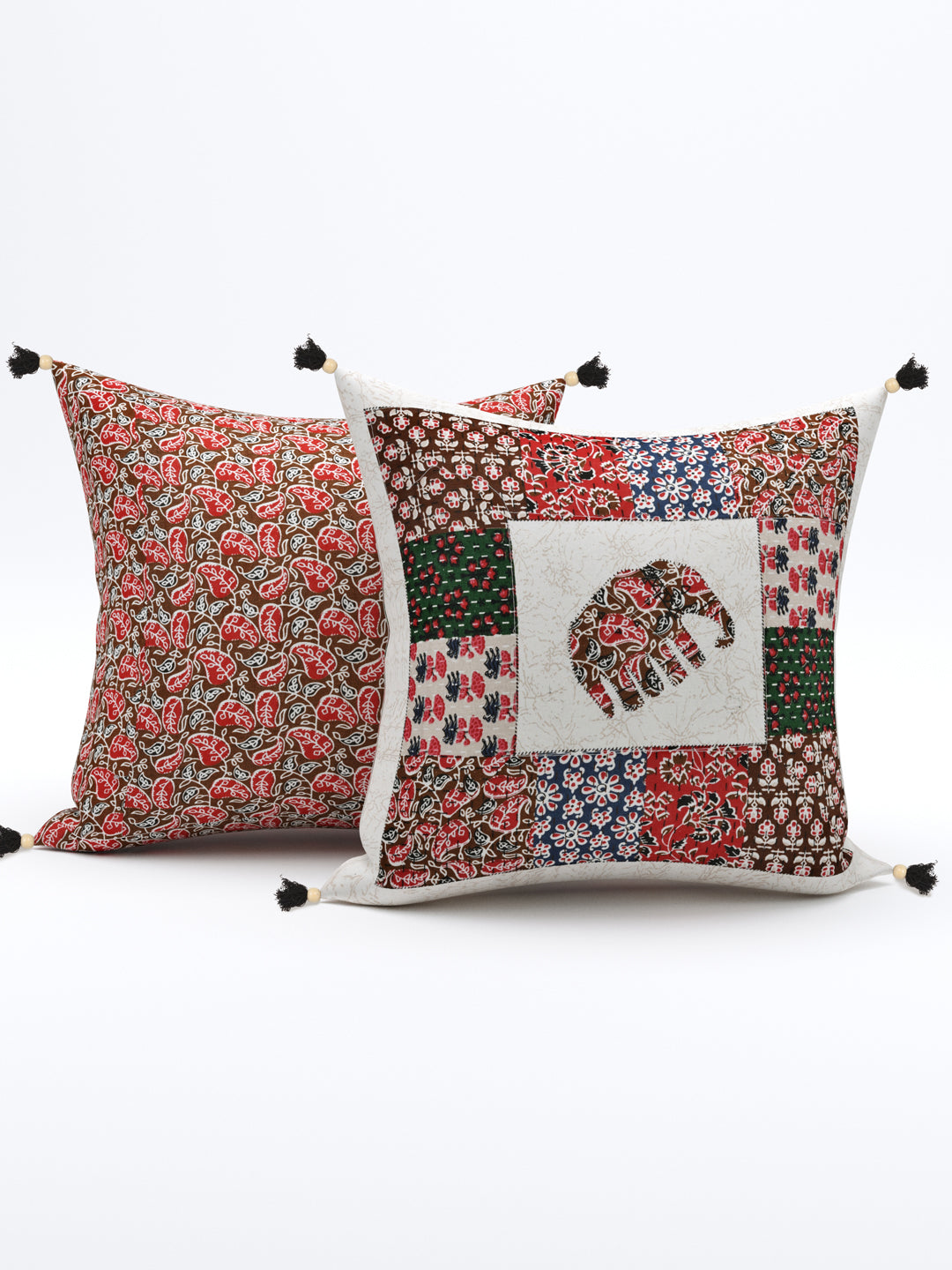 Elephant Patchwork Cotton Cushion Cover- Set of 5