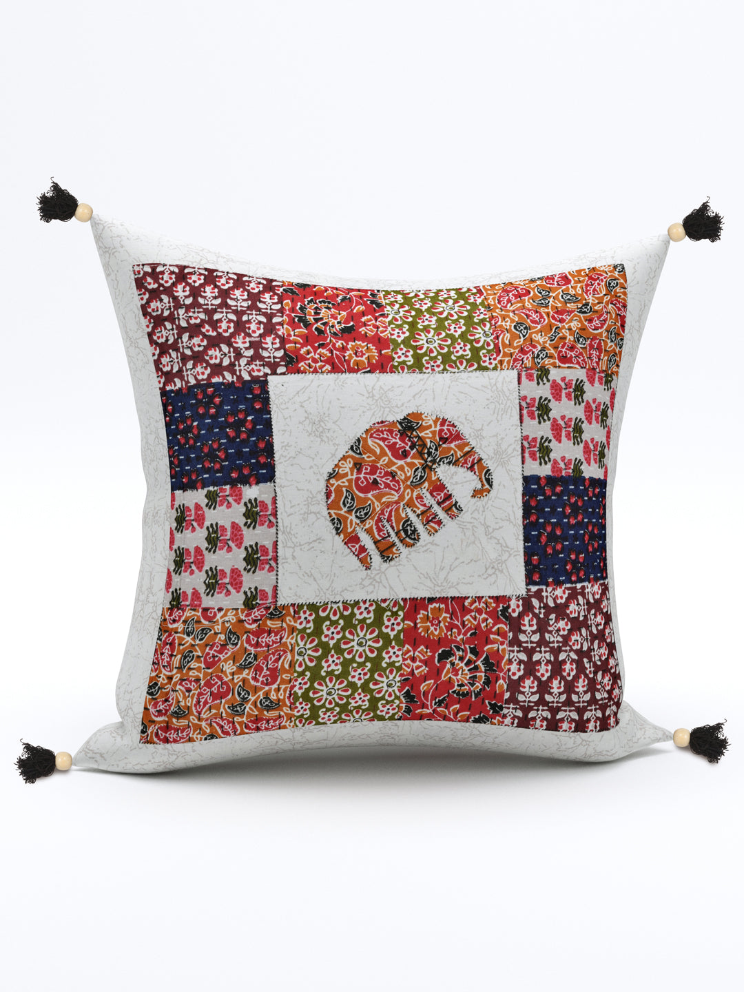 Living Roots Elephant Patchwork Cotton Cushion Cover- Set of 5 (40-021-C)