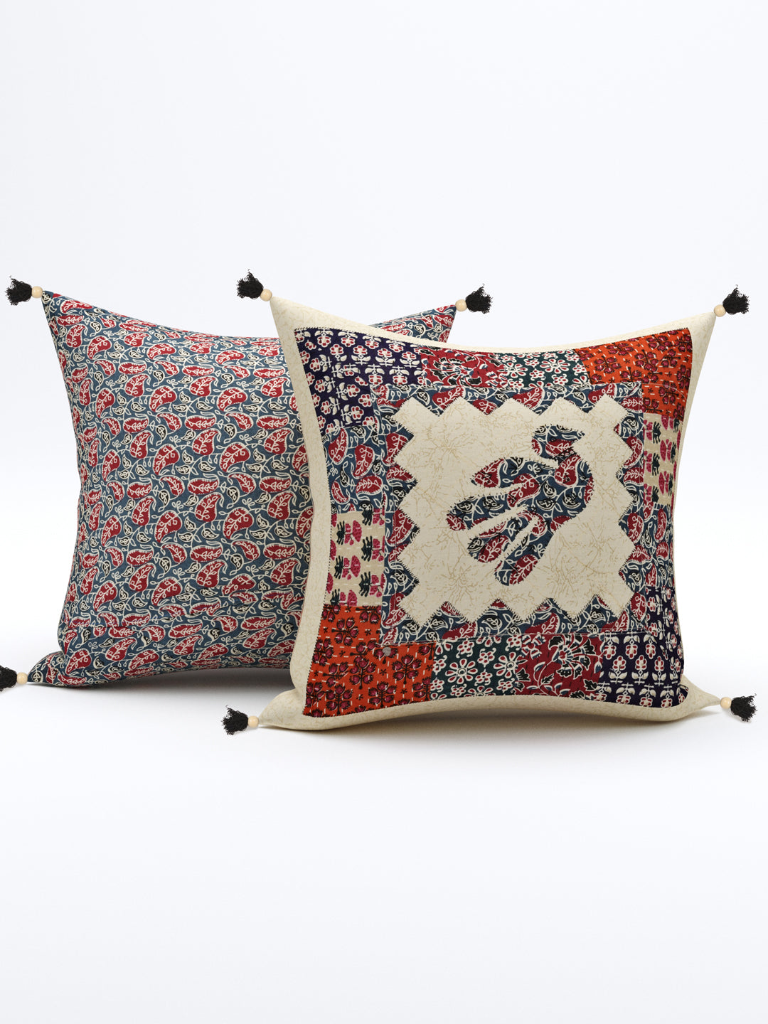 Living Roots Bird Patchwork Cotton Cushion Cover- Set of 5 (40-022-A)