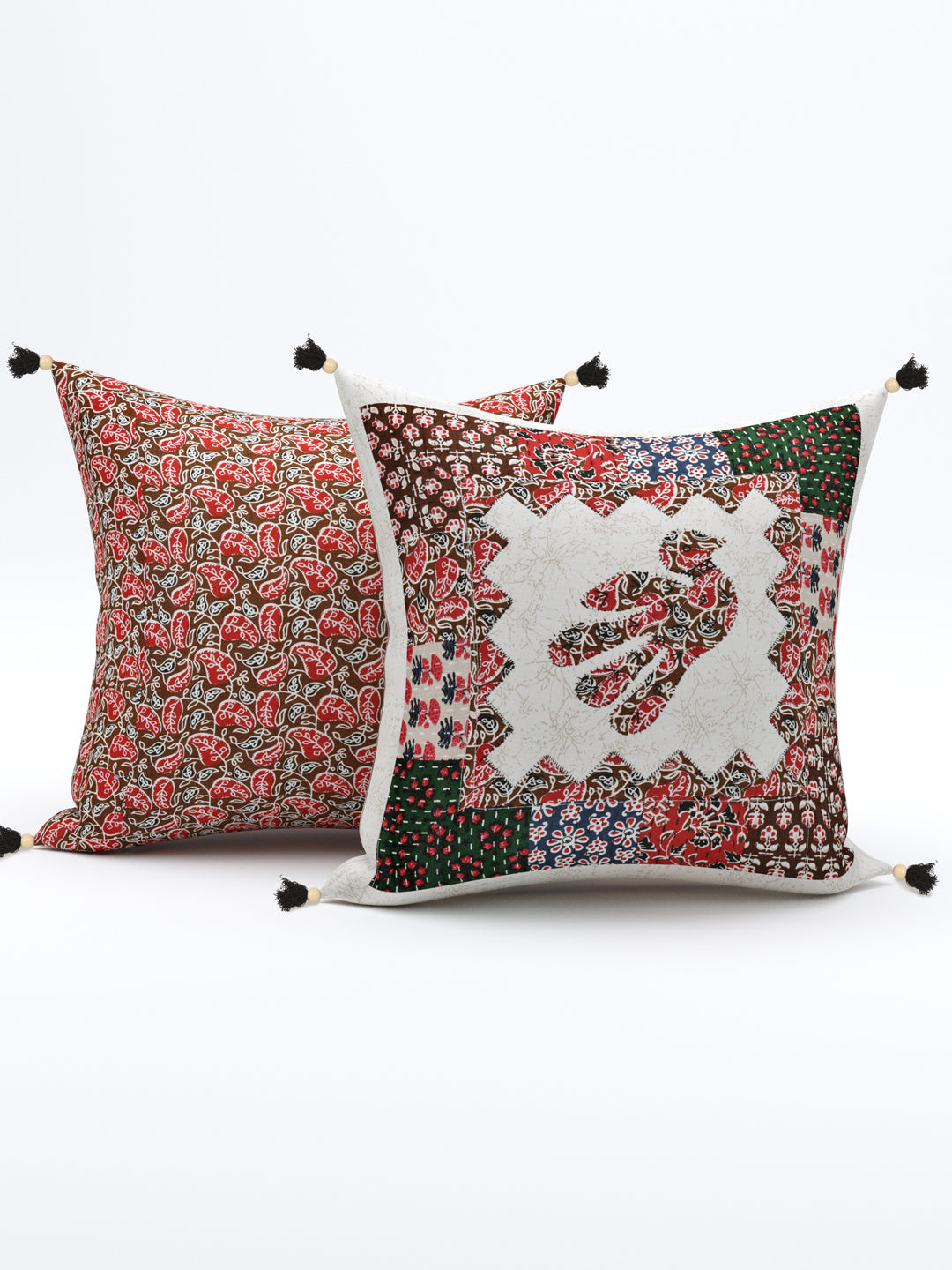 Bird Patchwork Cotton Cushion Cover- Set of 5