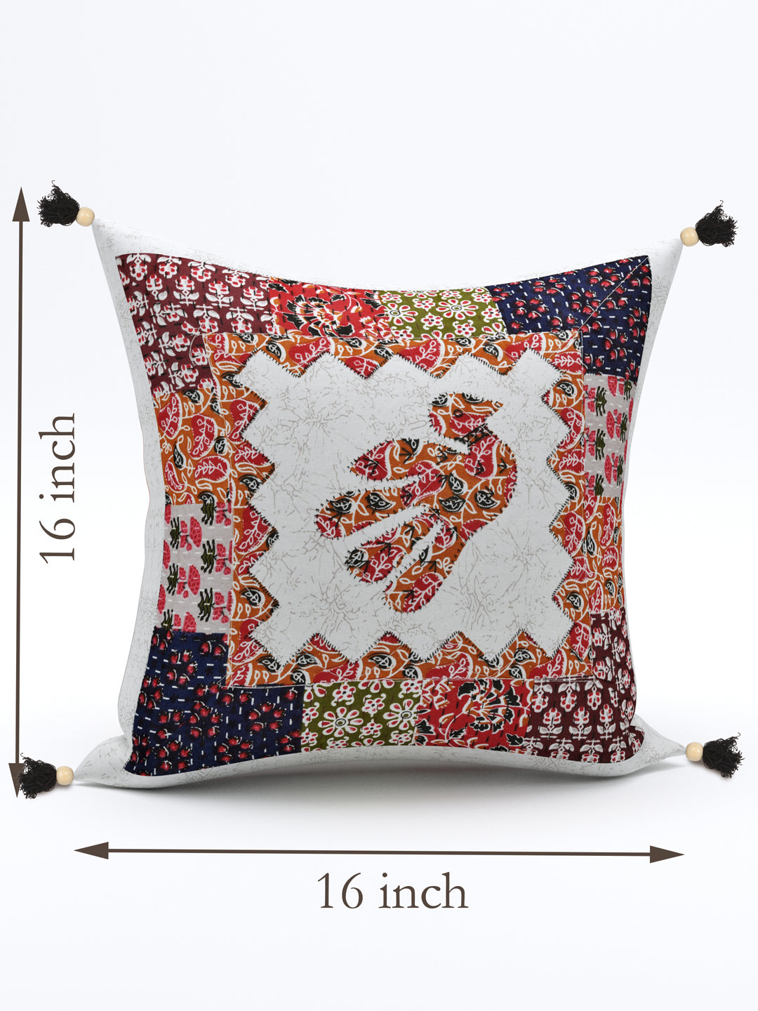 Living Roots Bird Patchwork Cotton Cushion Cover- Set of 5 (40-022-C)