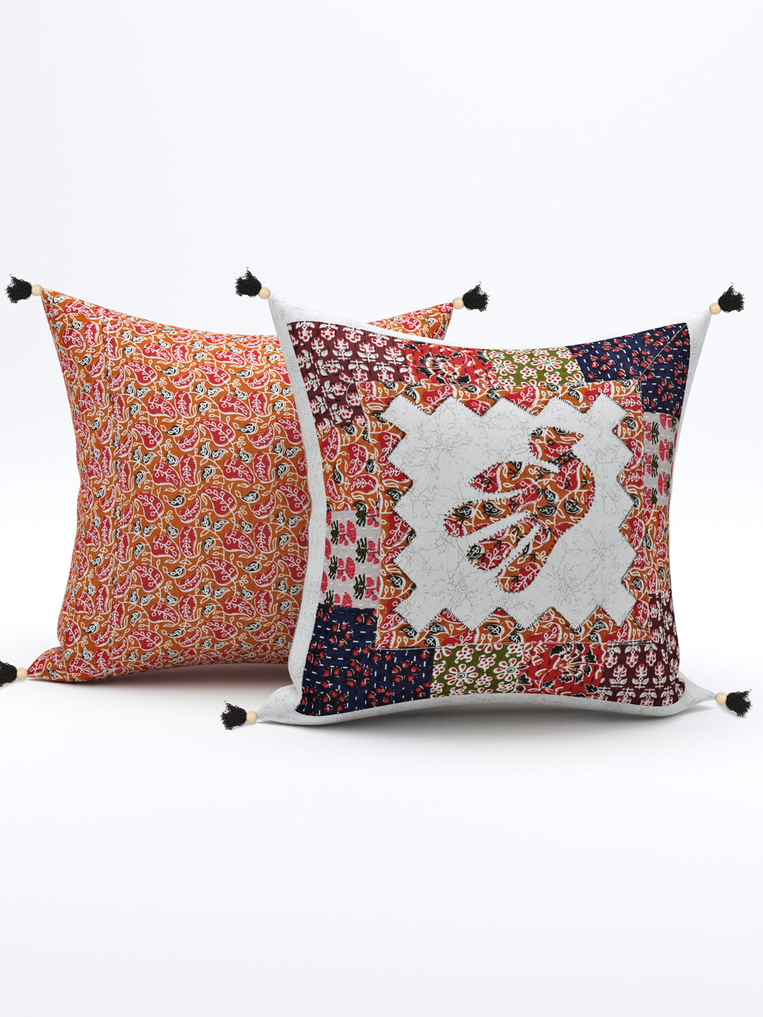 Living Roots Bird Patchwork Cotton Cushion Cover- Set of 5 (40-022-C)