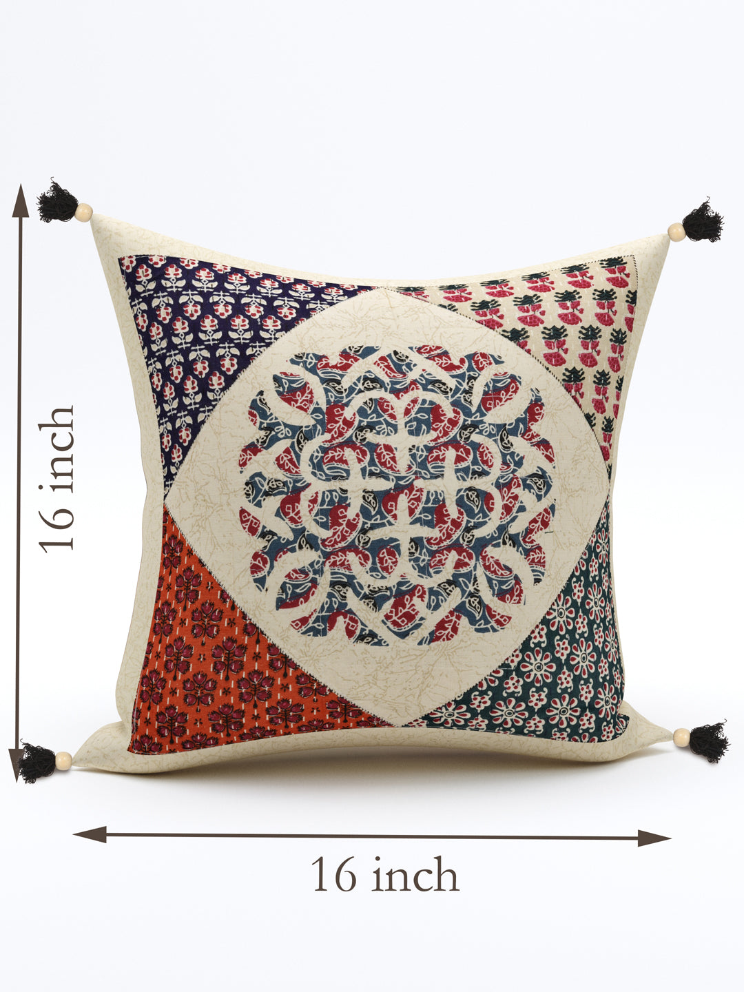 Living Roots Ethnic Patchwork Cotton Cushion Cover- Set of 5 (40-024-A)