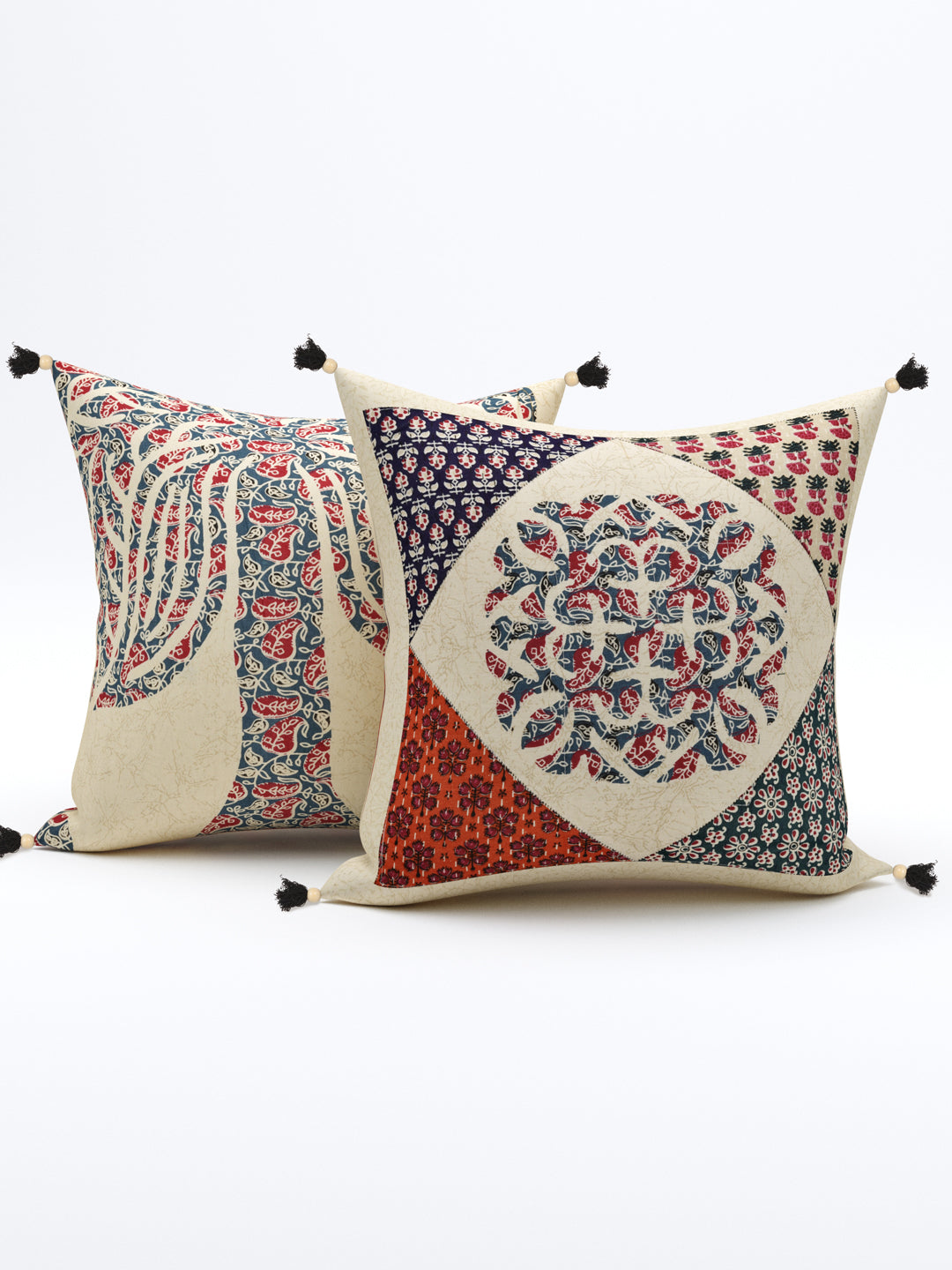 Living Roots Ethnic Patchwork Cotton Cushion Cover- Set of 5 (40-024-A)