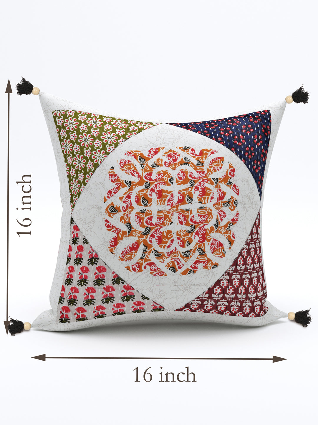 Living Roots Ethnic Patchwork Cotton Cushion Cover- Set of 5 (40-024-B)