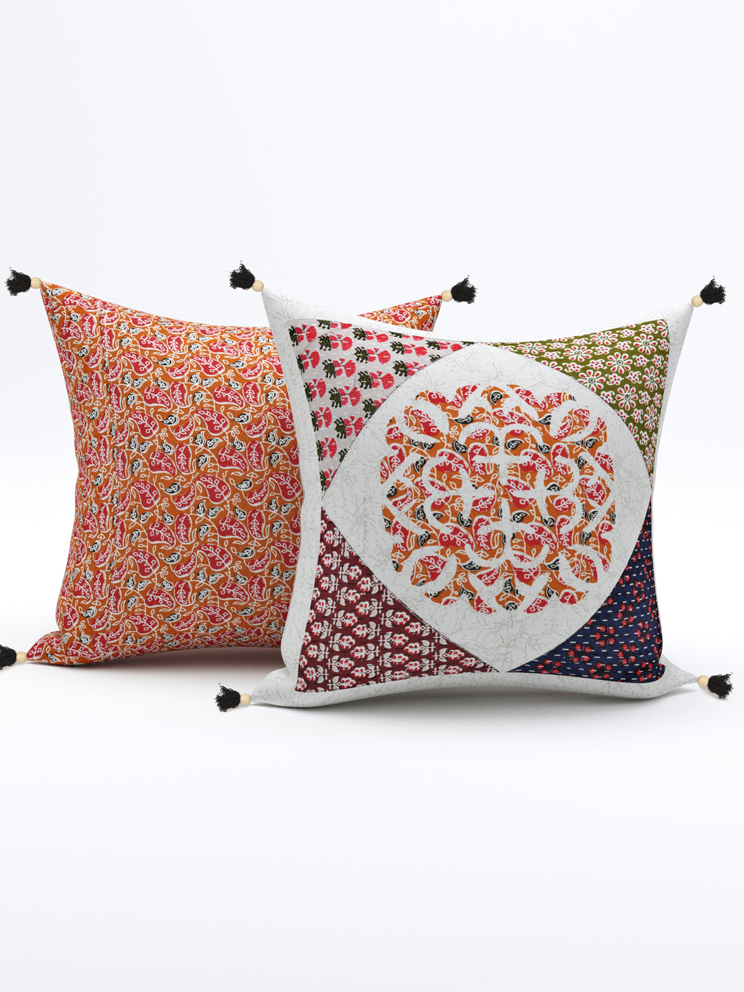 Living Roots Ethnic Patchwork Cotton Cushion Cover- Set of 5 (40-024-B)