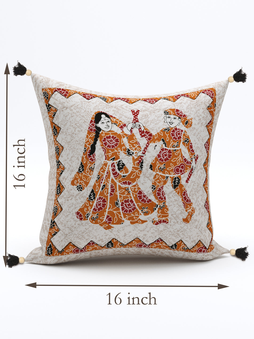 Living Roots Camel Patchwork Cotton Cushion Cover- Set of 5 (40-026-A)