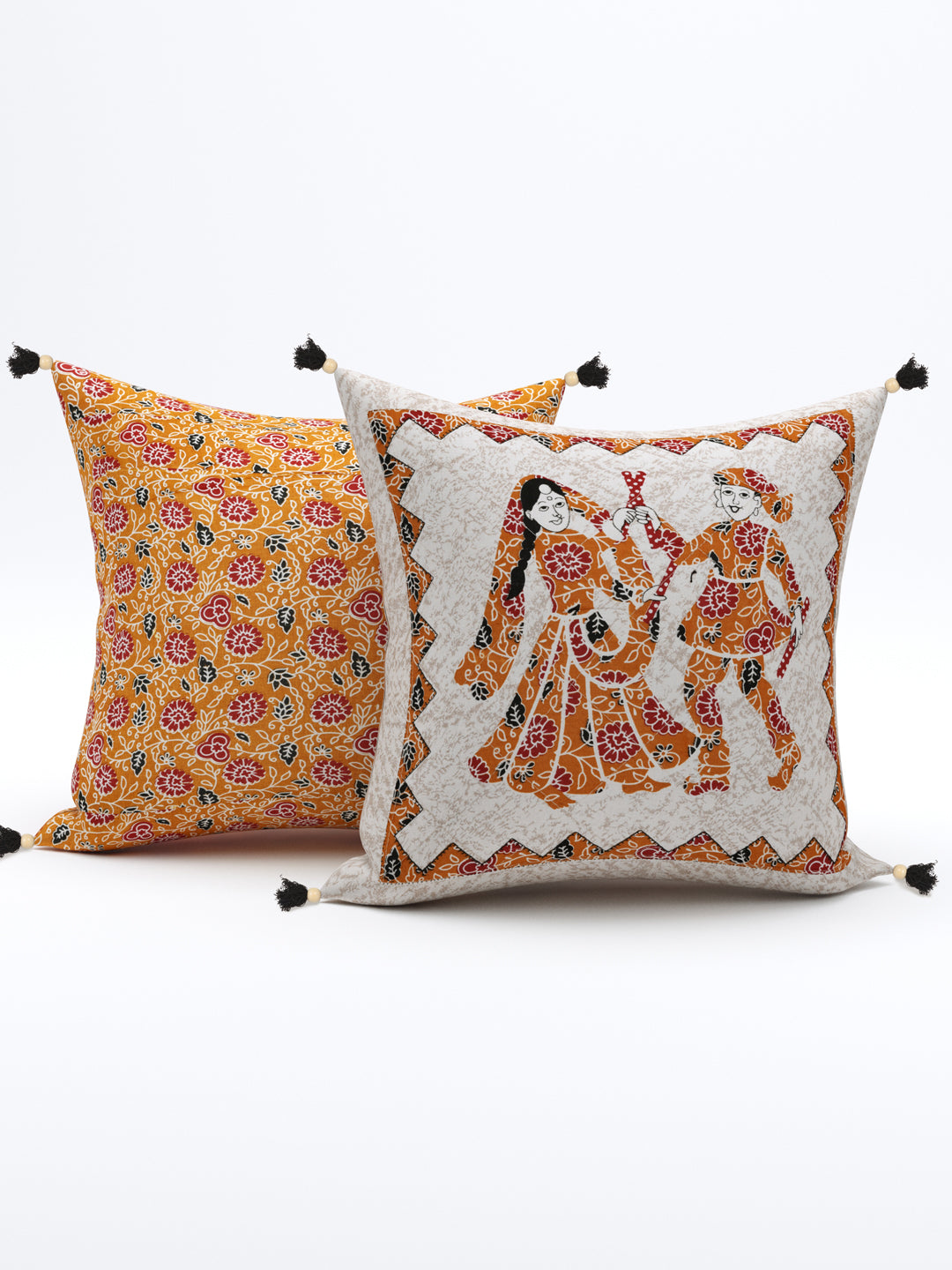 Living Roots Camel Patchwork Cotton Cushion Cover- Set of 5 (40-026-A)