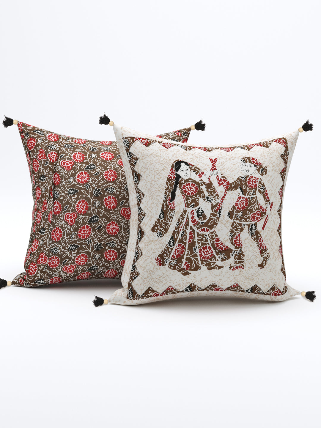 Ethnic Couple Patchwork Cotton Cushion Cover- Set of 5