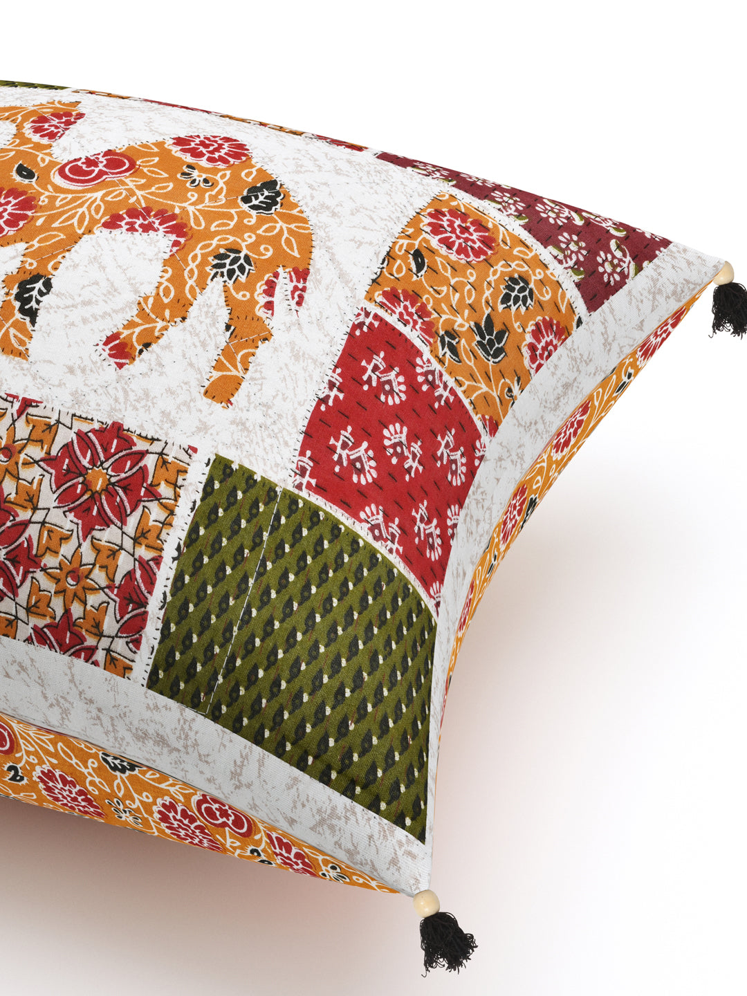 Living Roots Camel Patchwork Cotton Cushion Cover- Set of 5 (40-026-B)