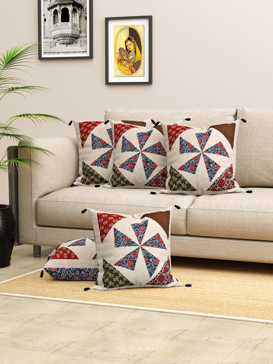 Living Roots Patchwork Cotton Cushion Cover- Set of 5 (40-027-A)