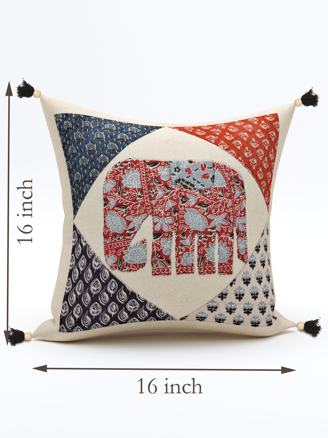 Living Roots Elephant Patchwork Cotton Cushion Cover- Set of 5 (40-028-A)