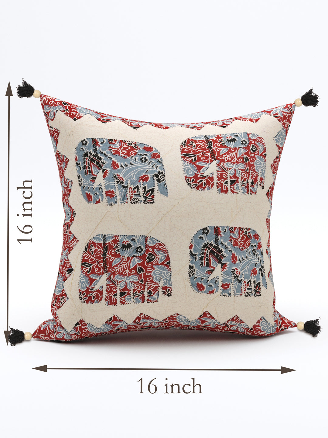 Living Roots Elephant Patchwork Cotton Cushion Cover- Set of 5 (40-029-A)