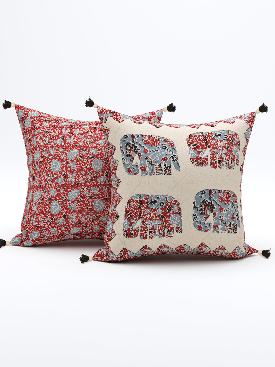 Living Roots Elephant Patchwork Cotton Cushion Cover- Set of 5 (40-029-A)