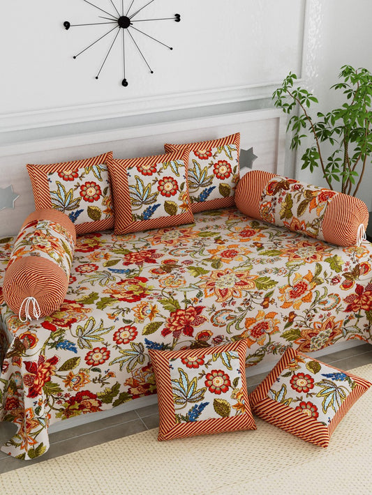 Copy of Copy of Copy of Diwan Set Cotton 8 Piece Set Orange Colour