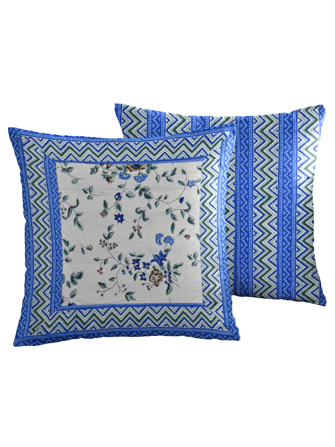 LIVING ROOTS Diwan Set Cotton 8 Piece Set Blue Colour (41-004-A)