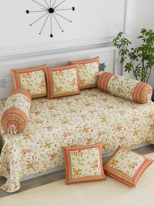 LIVING ROOTS Diwan Set Cotton 8 Piece Set Yellow Colour (41-004-B)