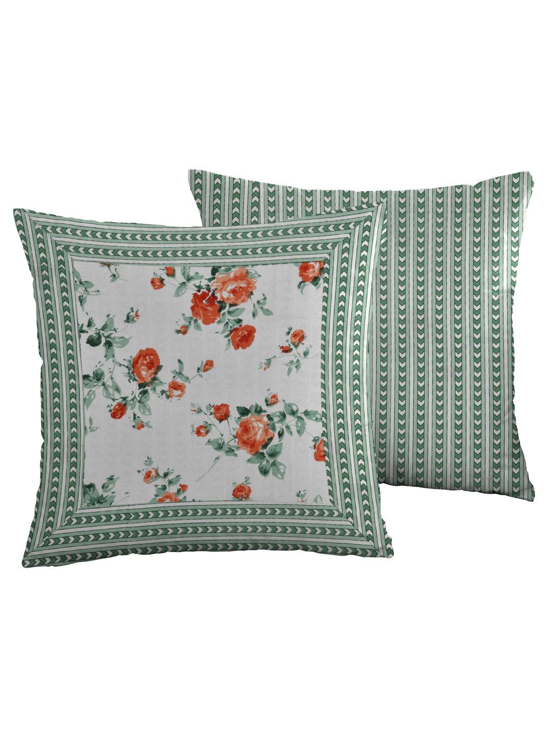 LIVING ROOTS Diwan Set Cotton 8 Piece Set Green Colour (41-007-A)