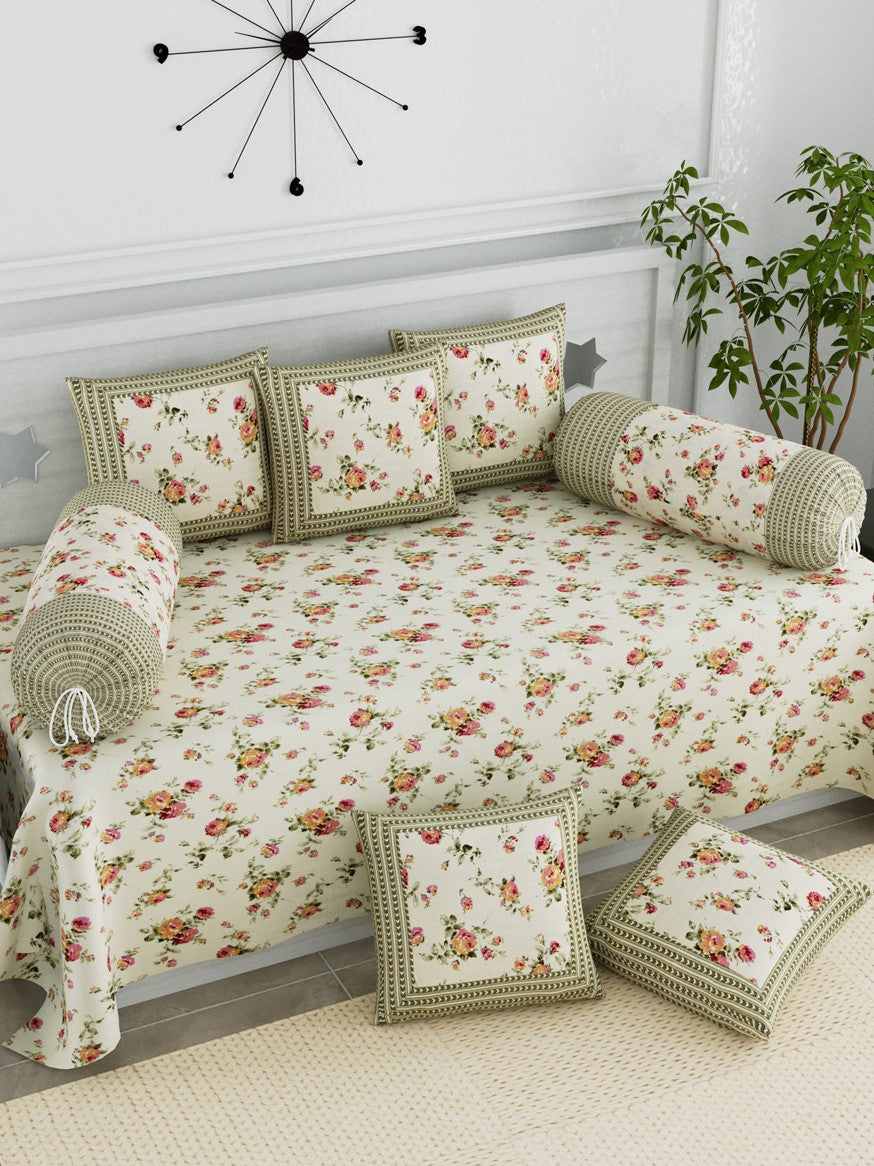 LIVING ROOTS Diwan Set Cotton 8 Piece Set Grey Colour (41-007-C)