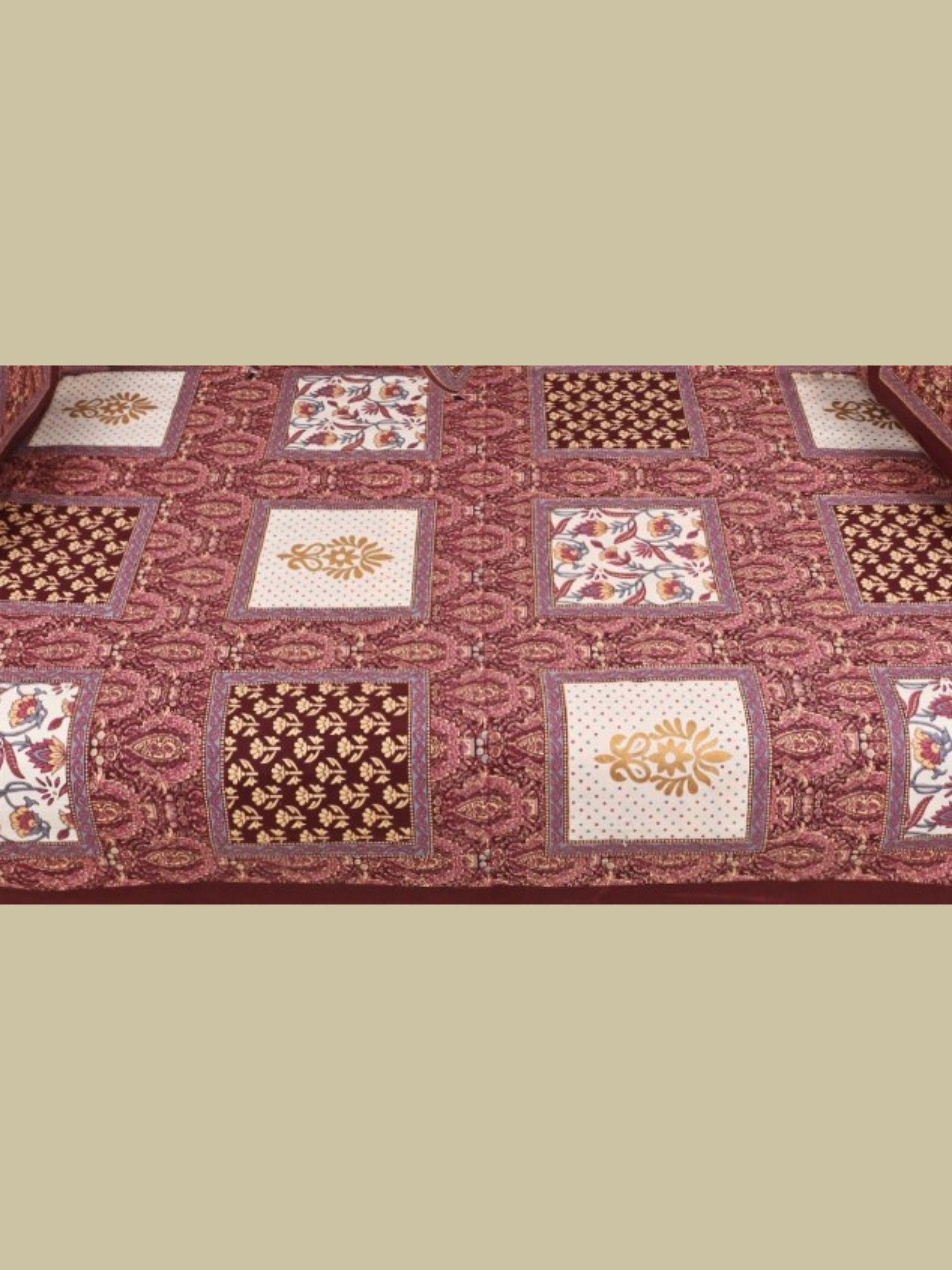 LIVING ROOTS 1 Queen Size Pure Cotton Diwan Bedsheet 56*86 inch (4.5*7 Feet)| With (5 Cushion Covers + 2 Bolster Cover) Diwan Set Of 8 Piece (41-037-C)