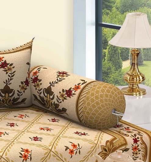 LIVING ROOTS 1 Queen Size Pure Cotton Diwan Bedsheet 56*86 inch (4.5*7 Feet)| With (5 Cushion Covers + 2 Bolster Cover) Diwan Set Of 8 Piece (41-039-A)