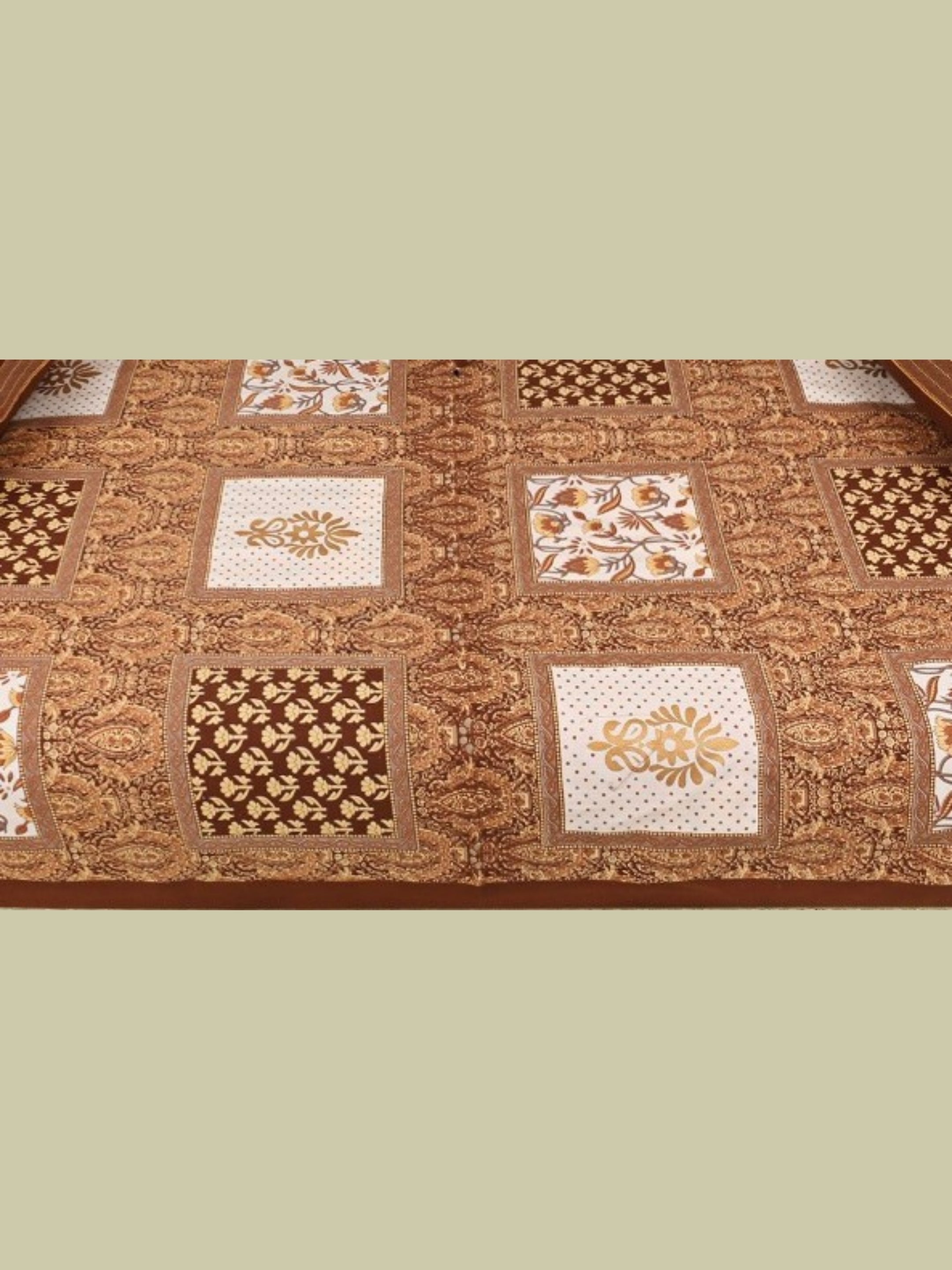 LIVING ROOTS 1 Queen Size Pure Cotton Diwan Bedsheet 56*86 inch (4.5*7 Feet)| With (5 Cushion Covers + 2 Bolster Cover) Diwan Set Of 8 Piece (41-042-A)