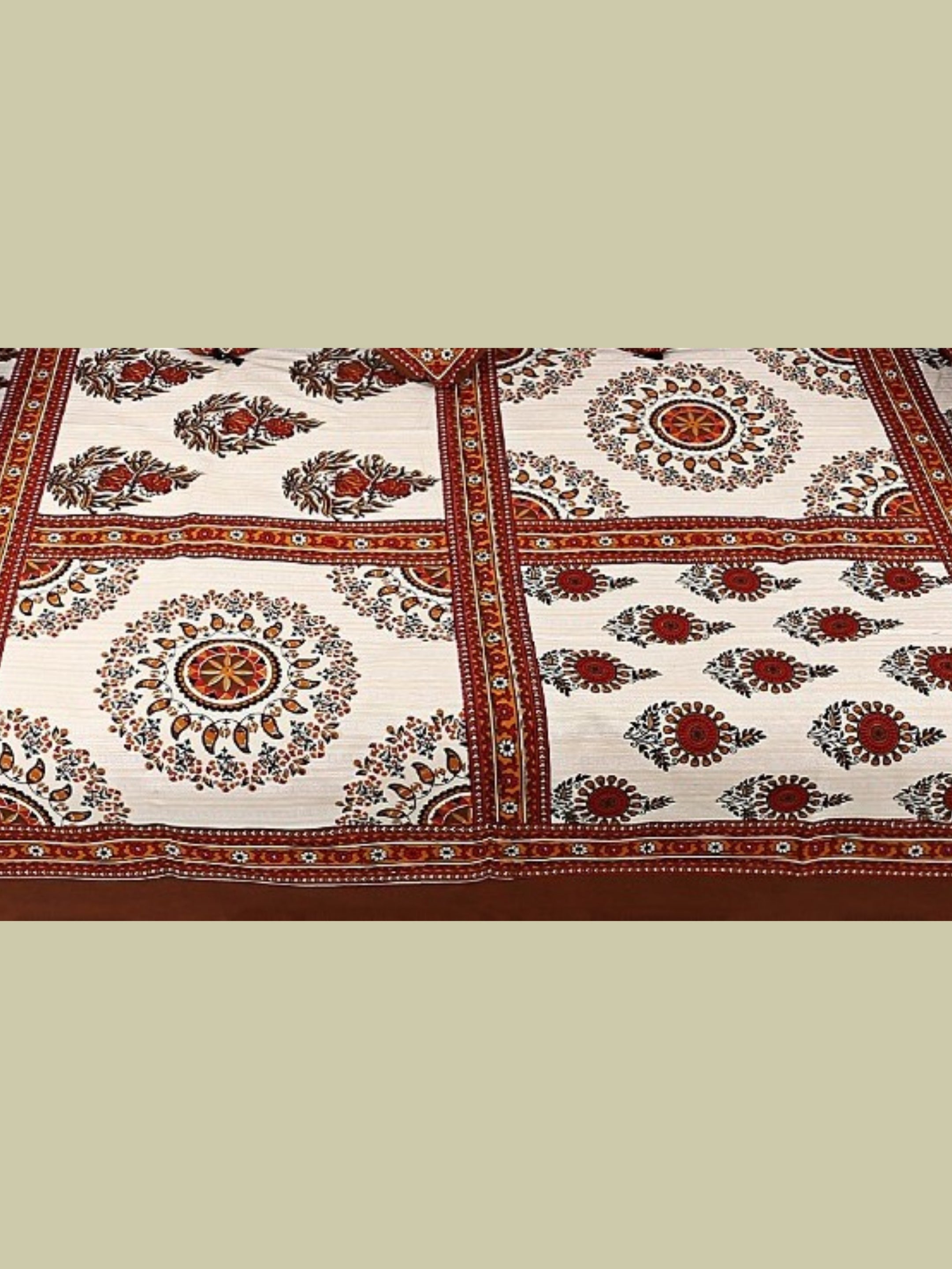 LIVING ROOTS 1 Queen Size Pure Cotton Diwan Bedsheet 56*86 inch (4.5*7 Feet)| With (5 Cushion Covers + 2 Bolster Cover) Diwan Set Of 8 Piece (41-044-B)
