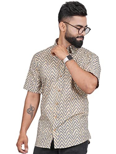 Living Roots 100% Cotton Leheriya Print Shirt for Men (M-1PC-027-L)