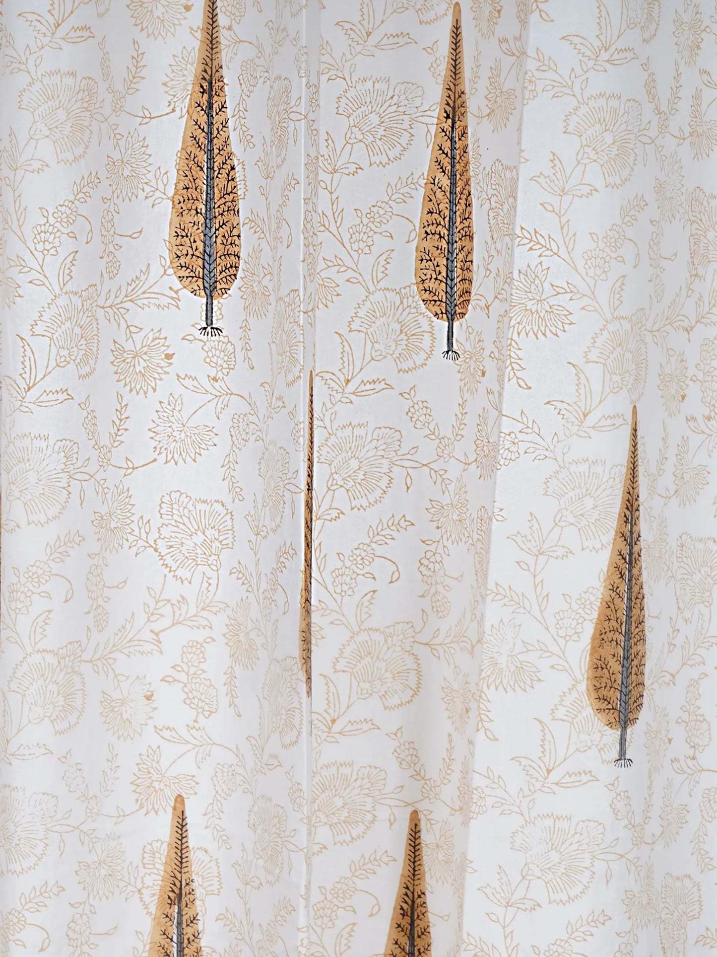 LIVING ROOTS Cotton Block Print 58.8 x 45 Inch Window Curtains-Set of 2 (52-004-A-2PC)