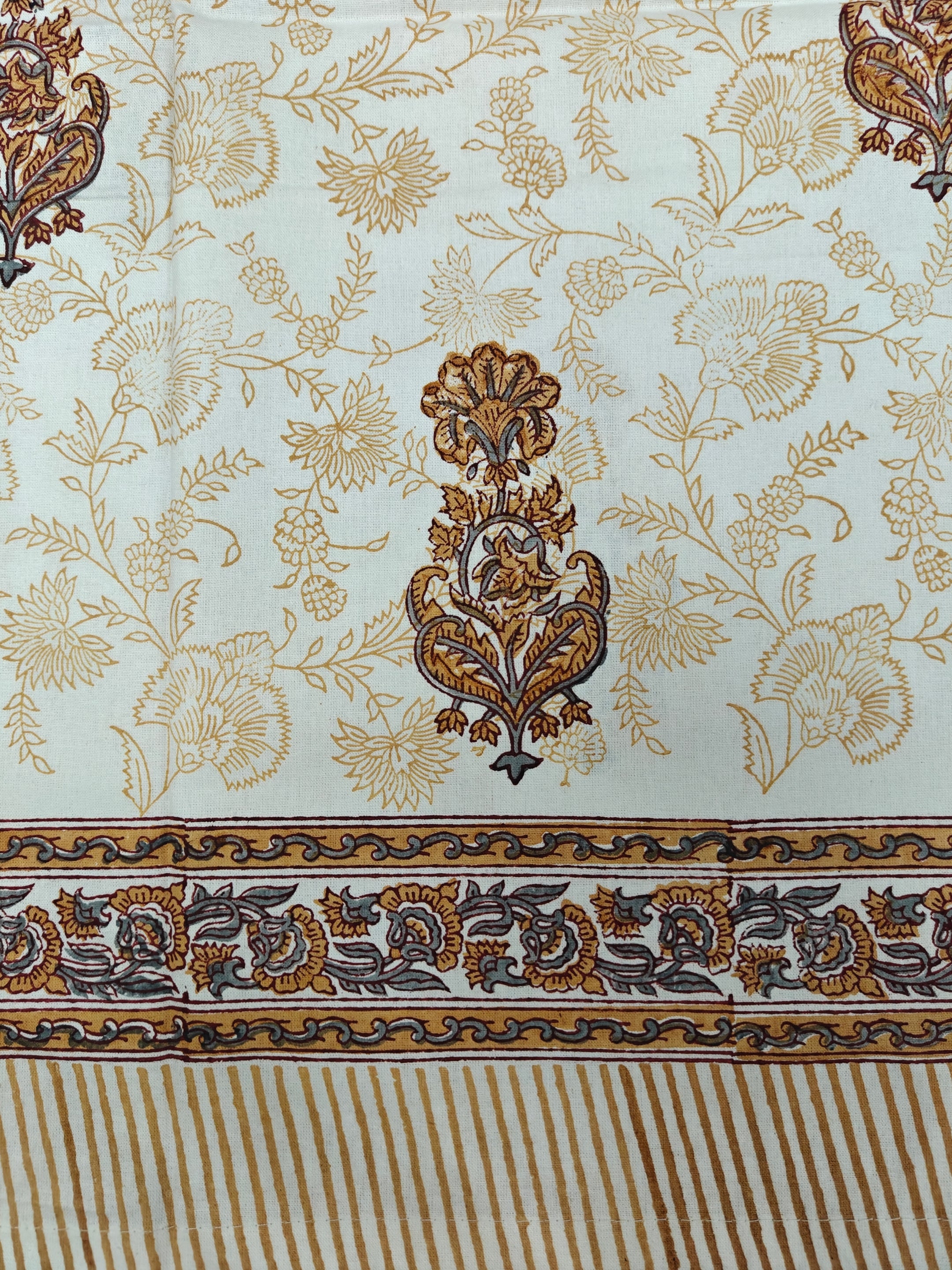 LIVING ROOTS Cotton Floral Buta Block Print 58.8 x 45 Inch Window Curtains - Set of 2 (52-009-A-2PC)
