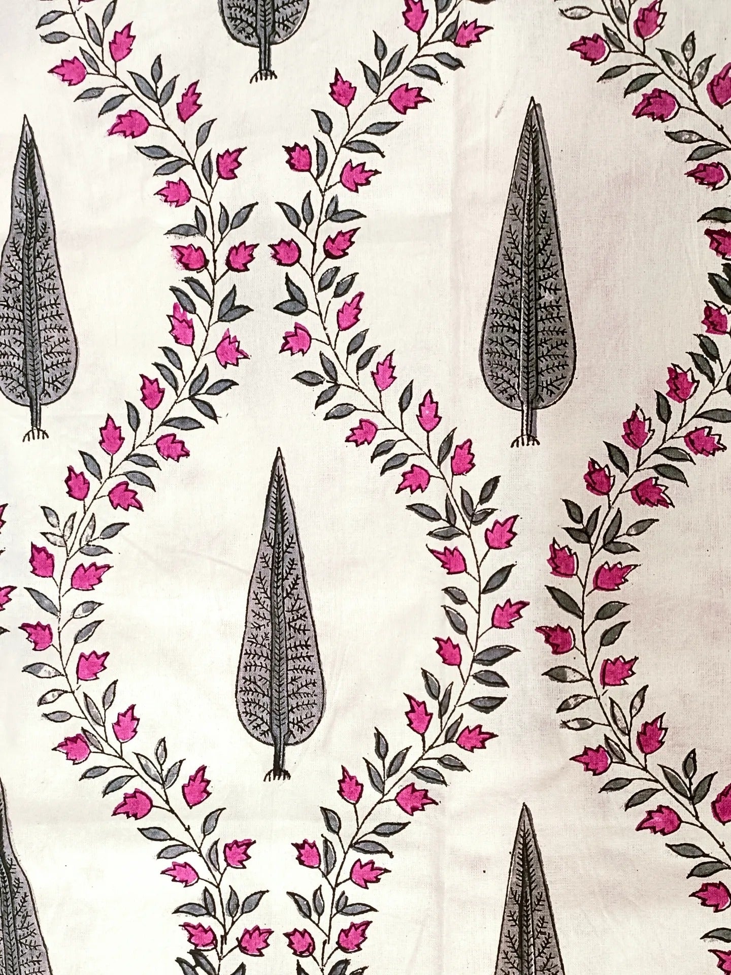 LIVING ROOTS Cotton Cypress Block Print 58.8 x 45 Inch Window Curtains-Set of 2 (52-010-A-2PC)