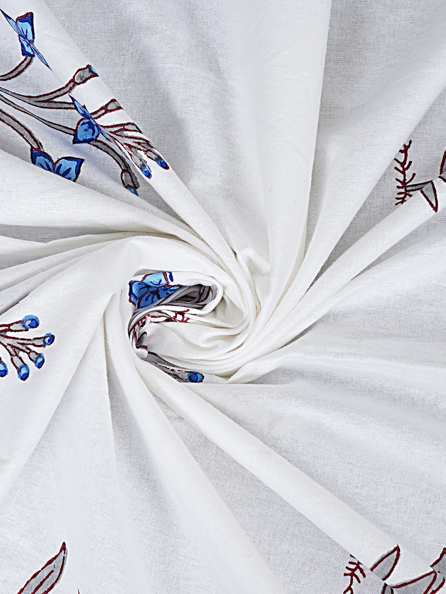 LIVING ROOTS Cotton Floral Block Print 58.8 x 45 Inch Window Curtains-Set of 2 (52-011-A-2PC)