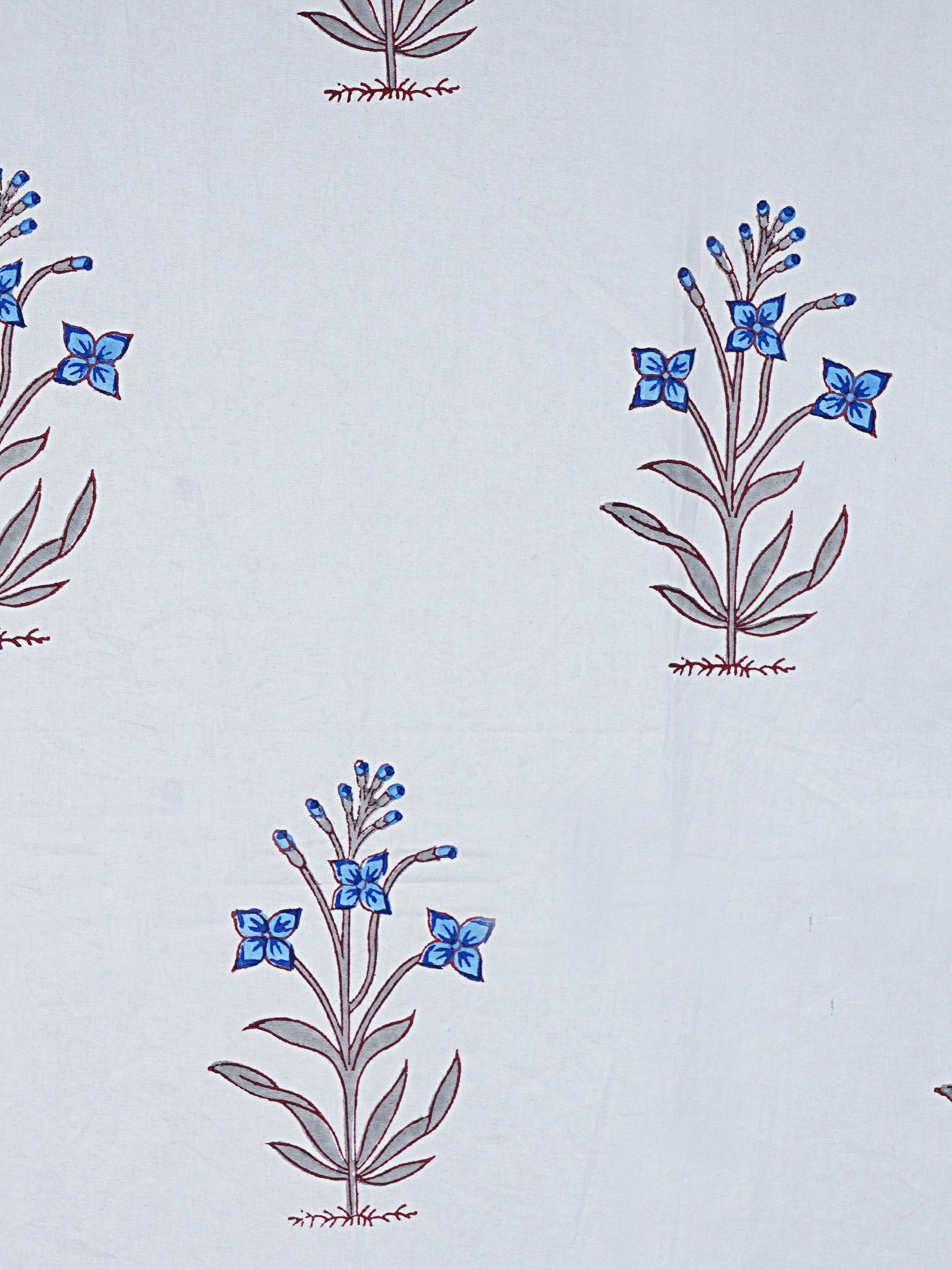 LIVING ROOTS Cotton Floral Block Print 58.8 x 45 Inch Window Curtains-Set of 2 (52-011-A-2PC)