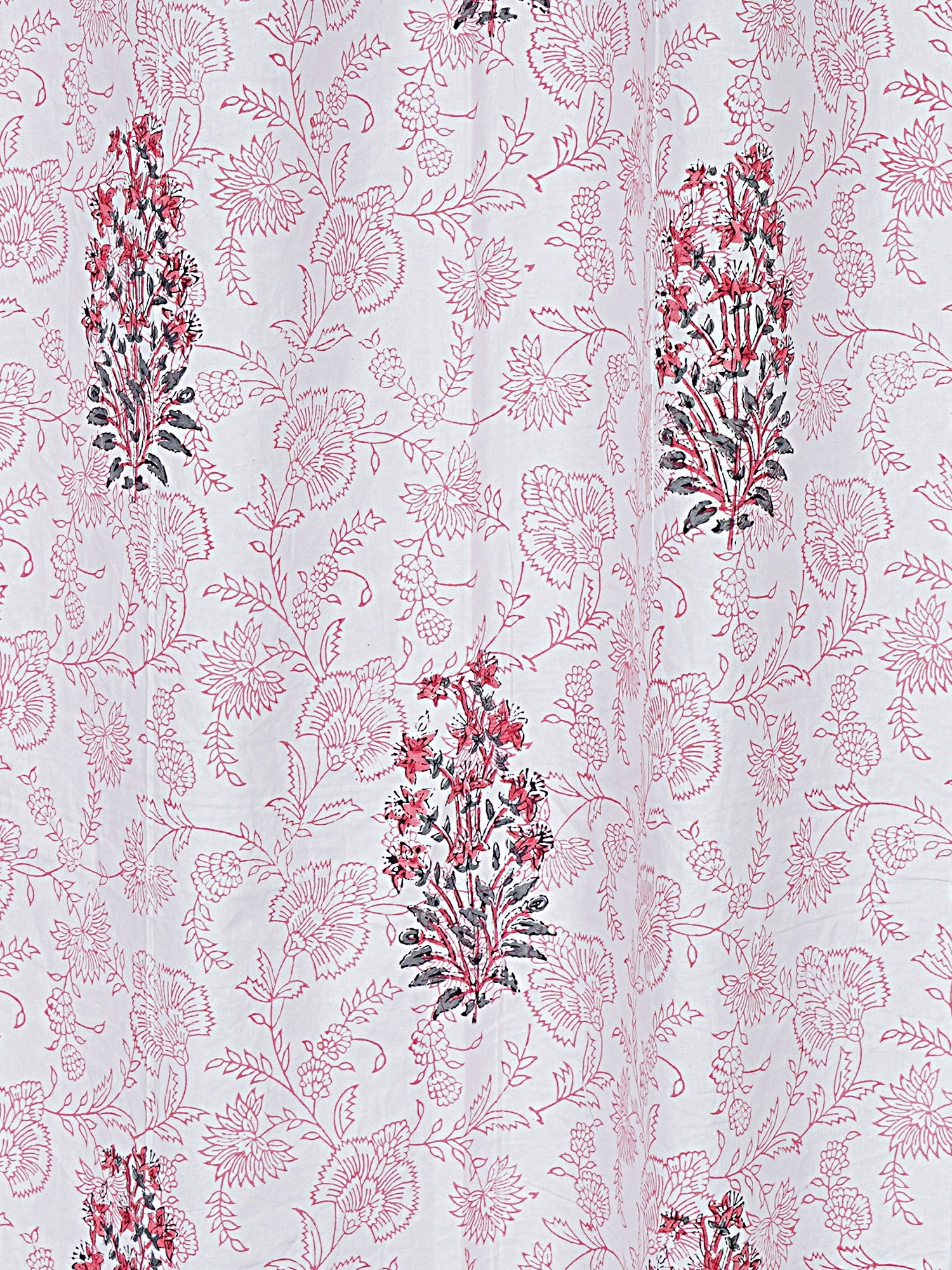 LIVING ROOTS Cotton Floral Buta Block Print 58.8 x 45 Inch Window Curtains-Set of 2 (52-012-A-2PC)