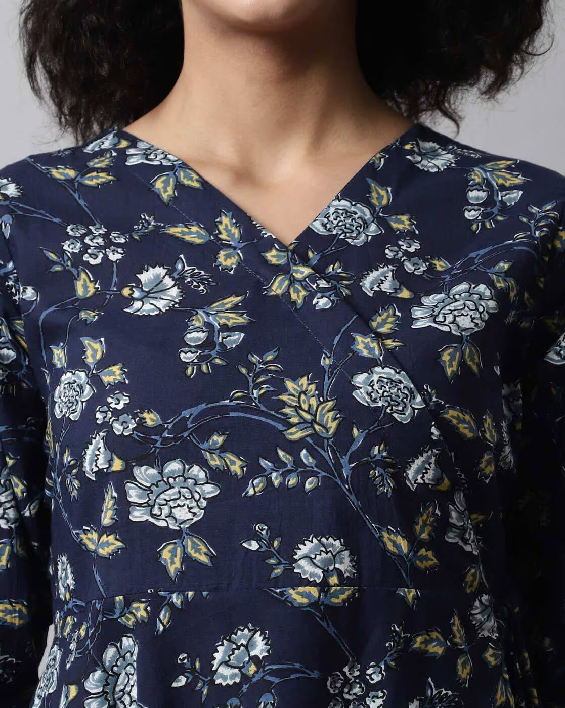 LIVING ROOTS Pure Cotton Ethenic Casual Short Staright Kurti for Girls/Women 3/4 Sleeve (6053)