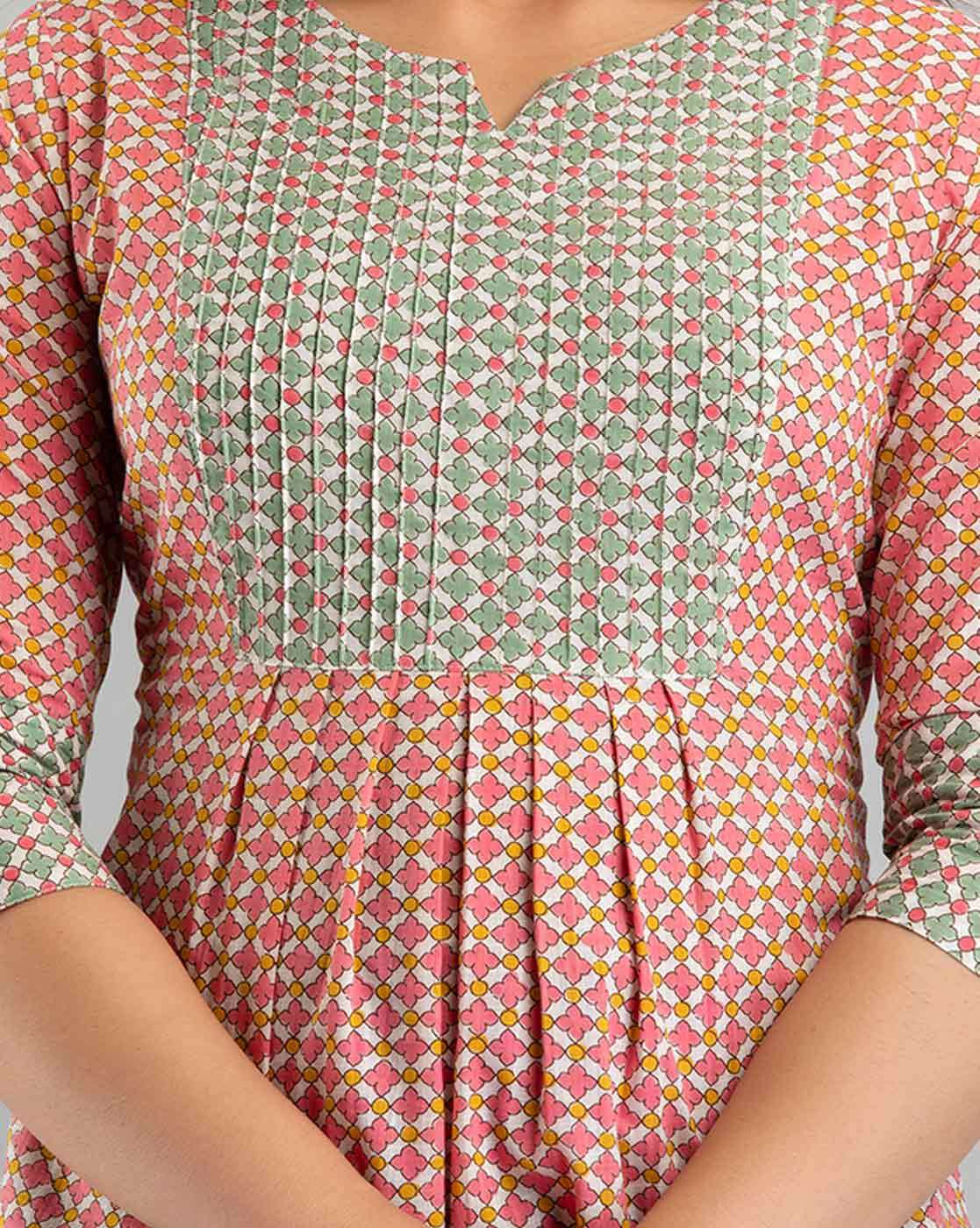 LIVING ROOTS Pure Cotton Ethenic Casual Short Staright Kurti for Girls/Women 3/4 Sleeve (6055)