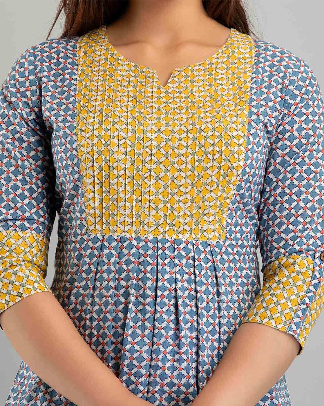 LIVING ROOTS Pure Cotton Ethenic Casual Short Staright Kurti for Girls/Women 3/4 Sleeve (6056)