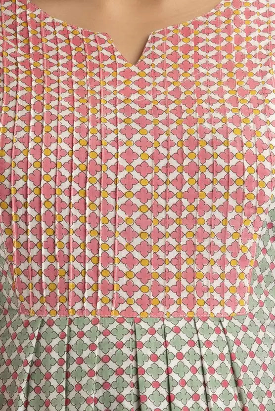 LIVING ROOTS Pure Cotton Ethenic Casual Short Staright Kurti for Girls/Women 3/4 Sleeve (6057)