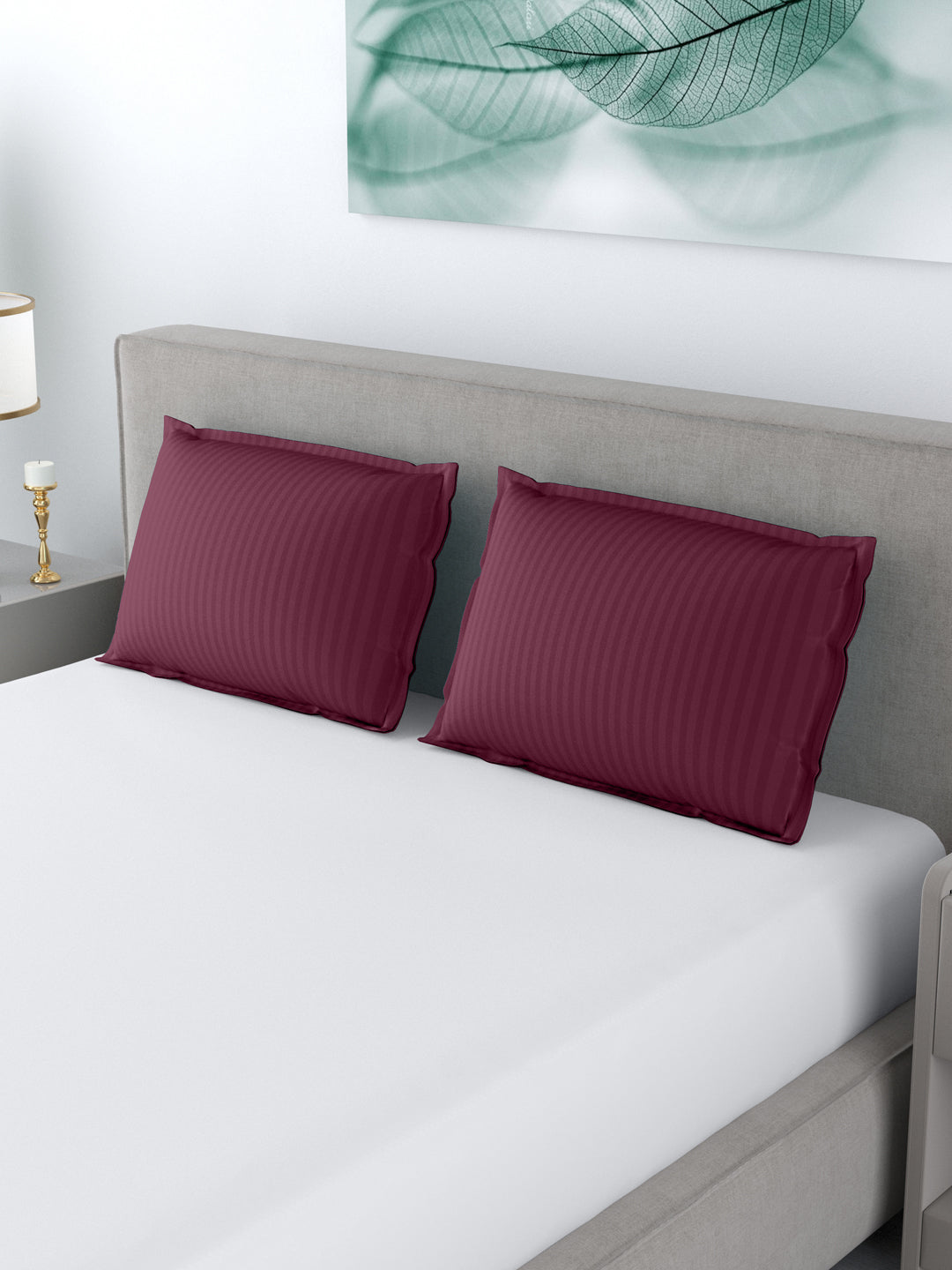 LIVING ROOTS Pack of 2 Maroon Solid Pillow Covers (61-005)