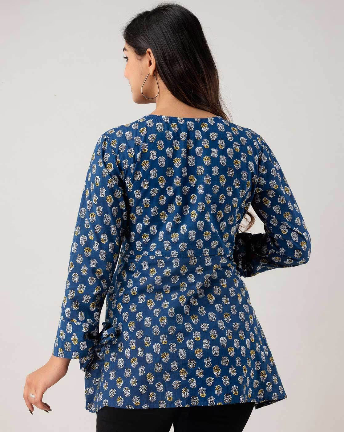 LIVING ROOTS Pure Cotton Ethenic Casual Short Staright Kurti for Girls/Women 3/4 Sleeve (6107)