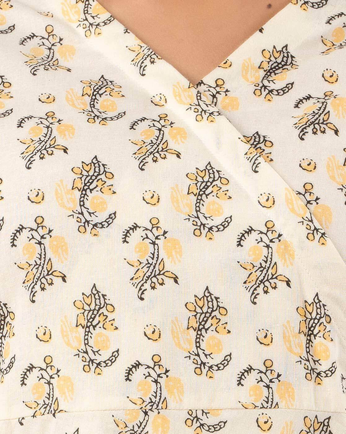 LIVING ROOTS Pure Cotton Ethenic Casual Short Staright Kurti for Girls/Women 3/4 Sleeve (6108)