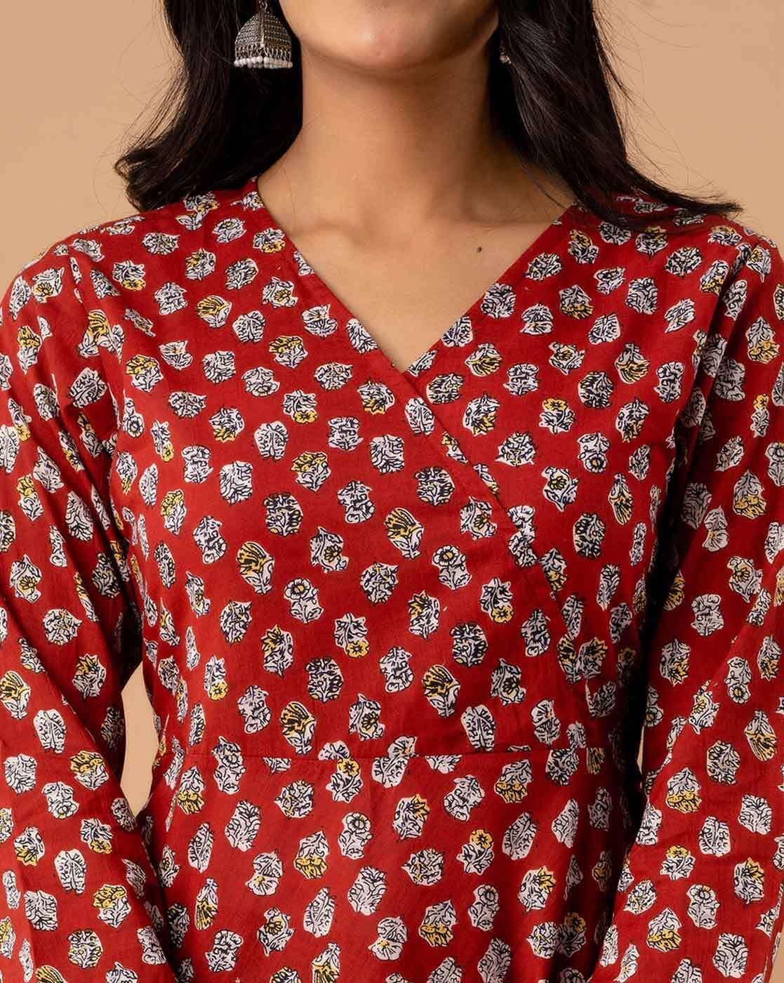 LIVING ROOTS Pure Cotton Ethenic Casual Short Staright Kurti for Girls/Women 3/4 Sleeve (6128)