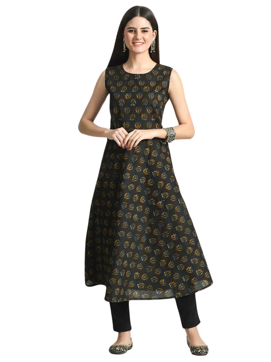 LIVING ROOTS Pure Cotton Ethenic Casual Short Staright Kurti for Girls/Women 3/4 Sleeve (6489)